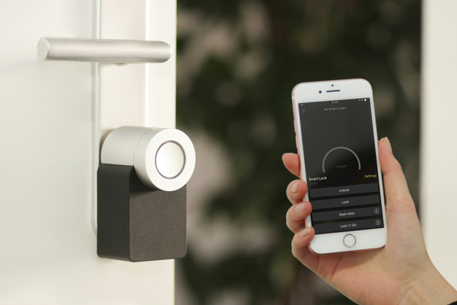 Smart home device with phone control app - representing the evolution of home automation technology